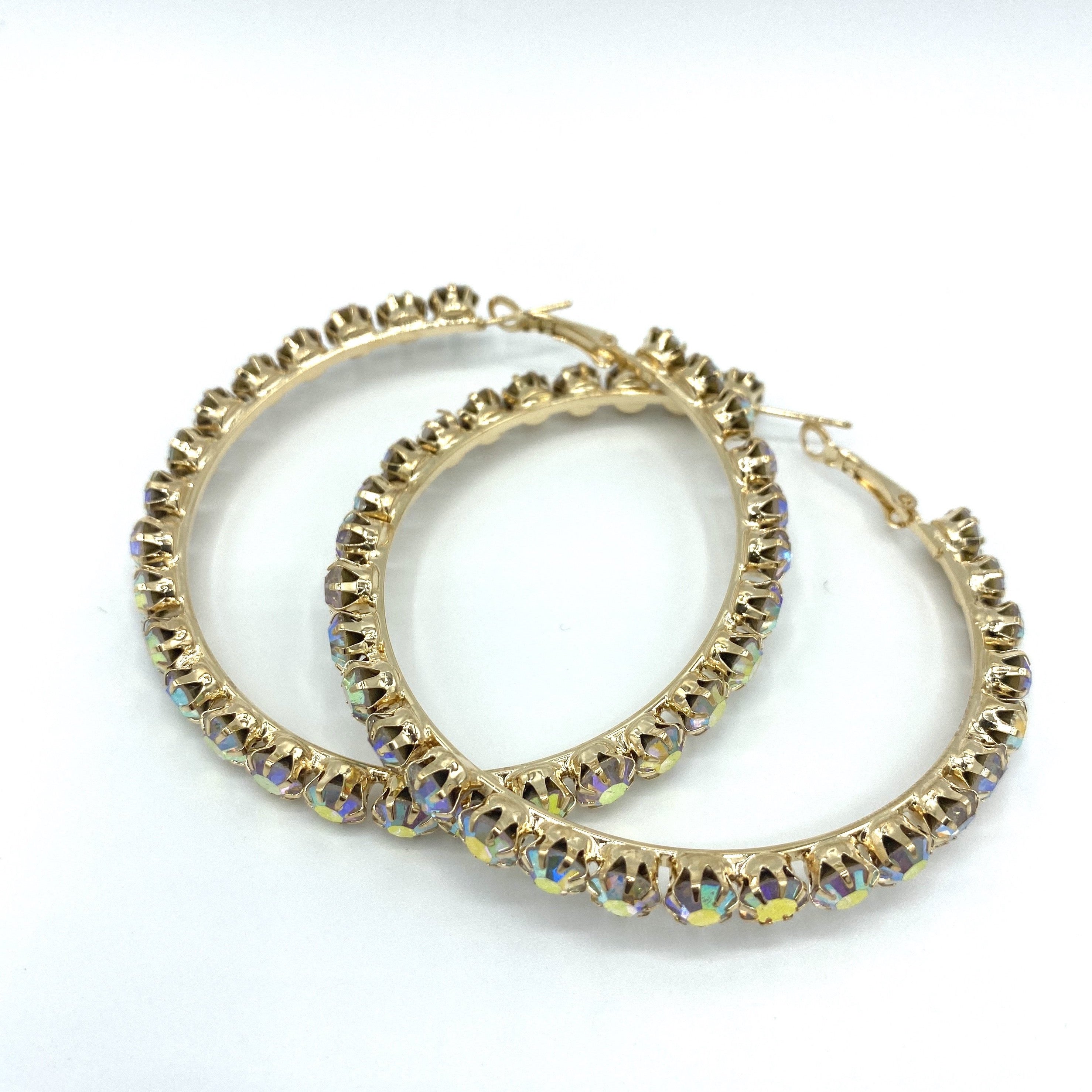 Small Rhinestone Hoops